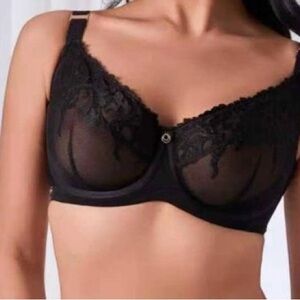Sheer Lace Underwire Bra - Black
